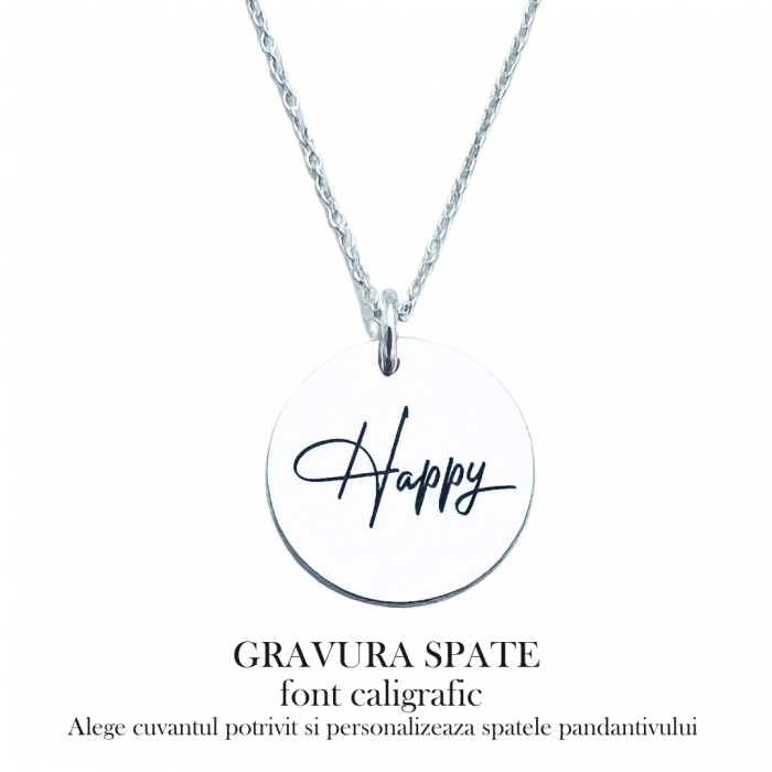 Colier argint gravat snur textil - I Am [4]