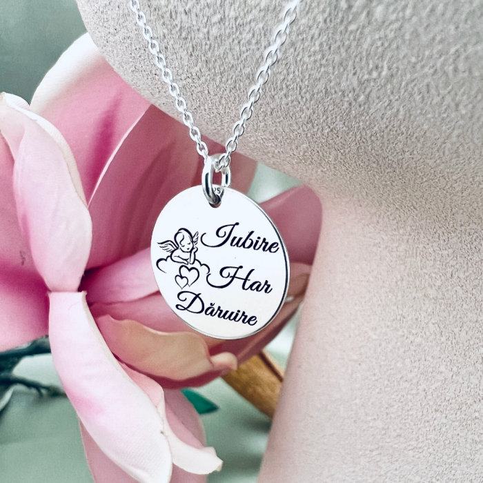 Lantisor argint personalizat - cadou profesoara - Iubire, Har, Daruire [2]