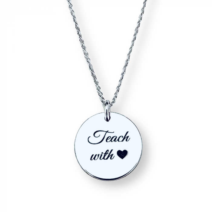 Lantisor argint personalizat - cadou profesoara - Teach with love [2]