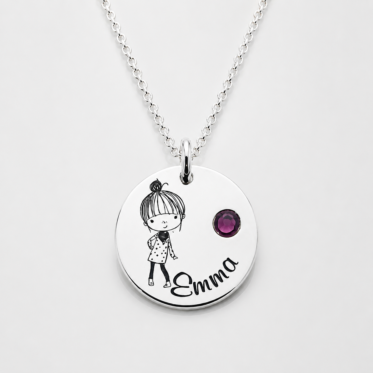 Colier argint personalizat cu cristal - Emma si simbol [2]