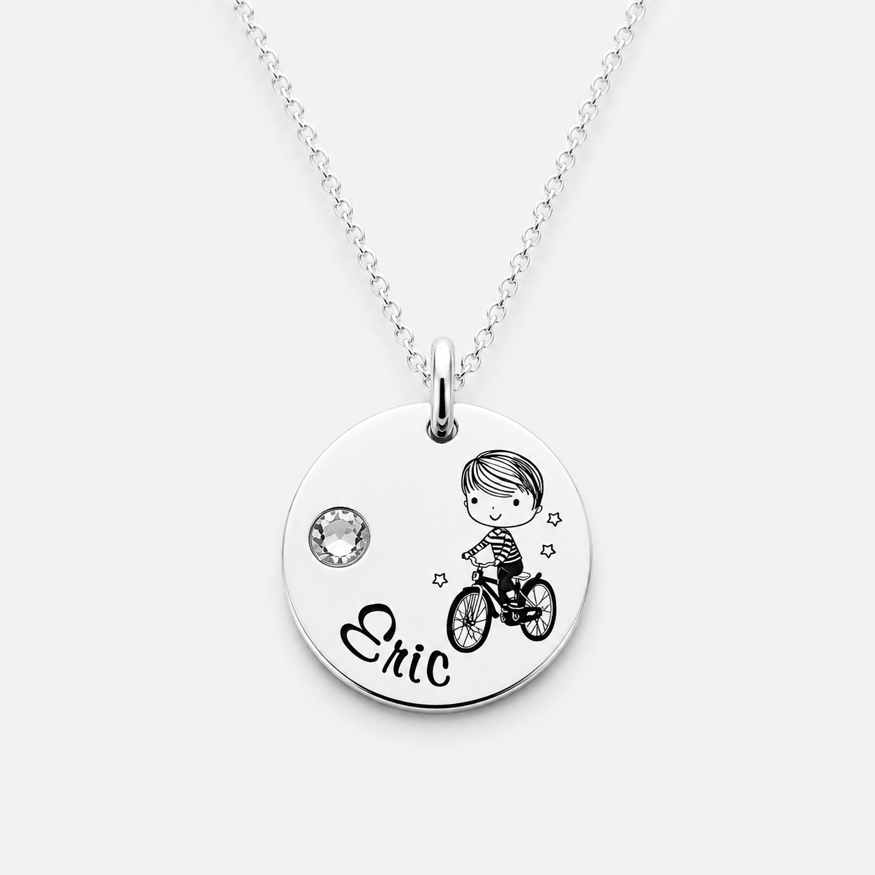 Colier argint personalizat cu cristal - Eric si simbol [2]