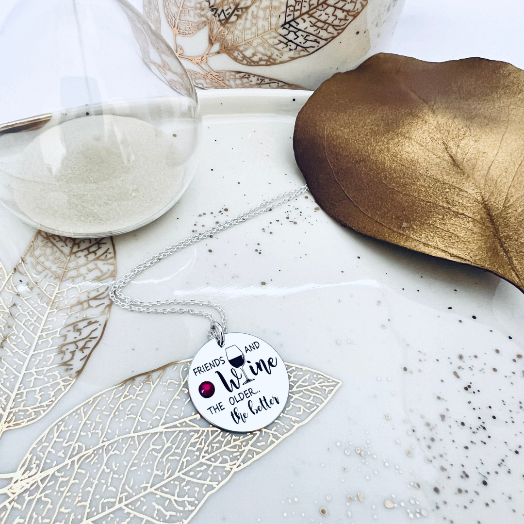 Lantisor argint personalizat cu cristal Swarovski - Friends and Wine [4]