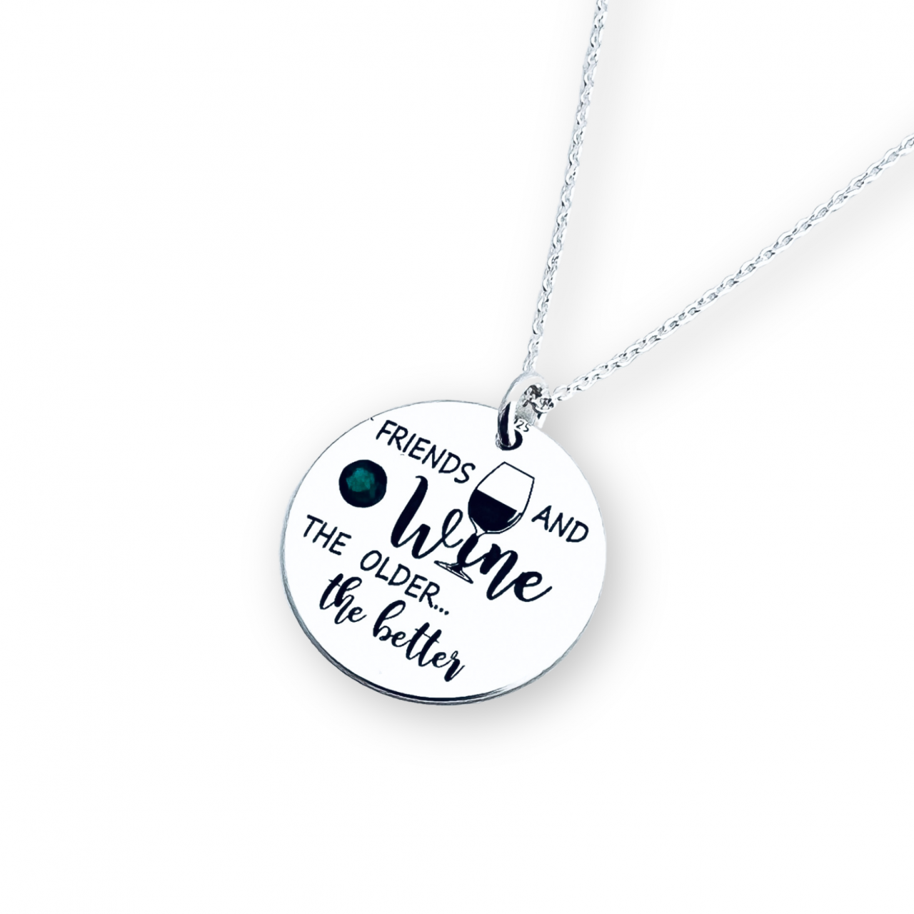 Lantisor argint personalizat cu cristal Swarovski - Friends and Wine [2]