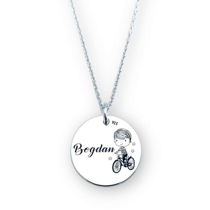 Colier personalizat argint nume si simbol bebelus [2]