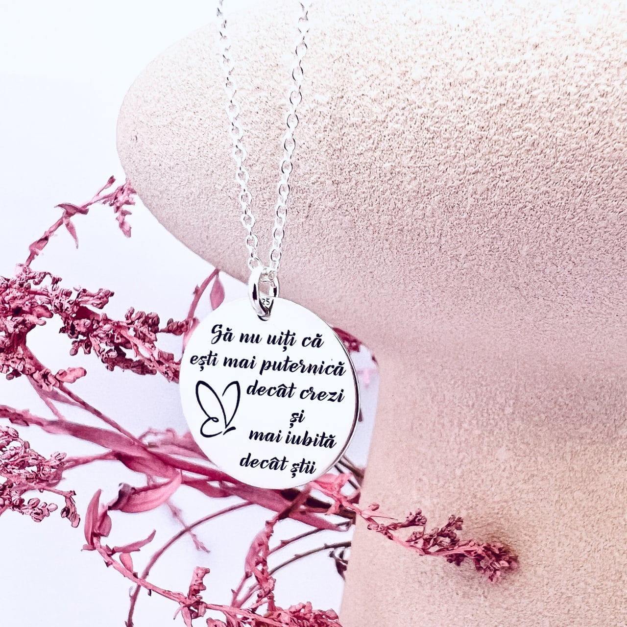 Colier din argint personalizat cu mesaj si Simbol Sa nu uiti... [6]