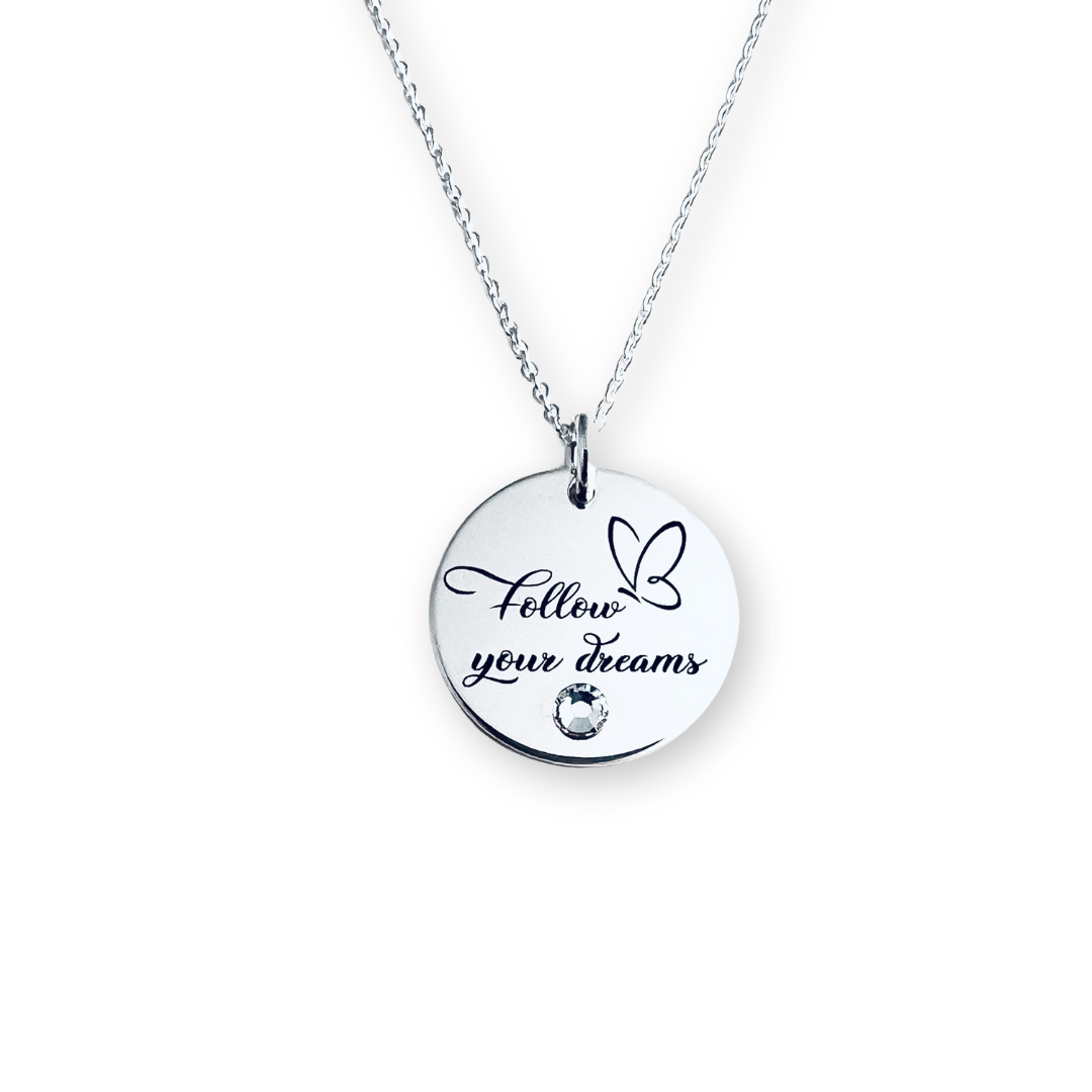 Colier argint personalizat si cristal - Follow your Dreams [2]