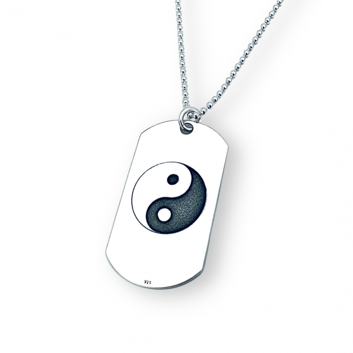 Colier argint barbati, placuta Army personalizata Yin & Yang [3]