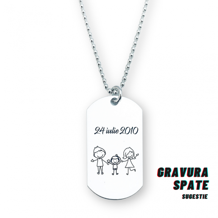 Colier placuta Army argint personalizat pentru barbati Personally ME [2]