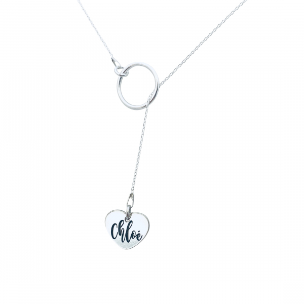 Colier argint asimetric gravat Happy Heart [2]