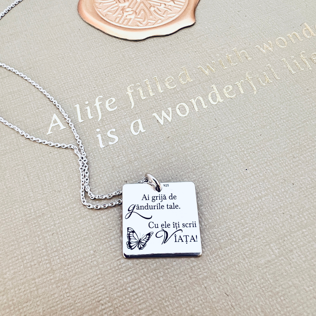 Colier personalizat argint - Ai grija de gandurile tale [2]