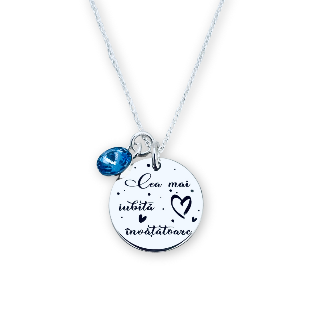 Lantisor argint personalizat cadou - Cea mai iubita invatatoare [2]