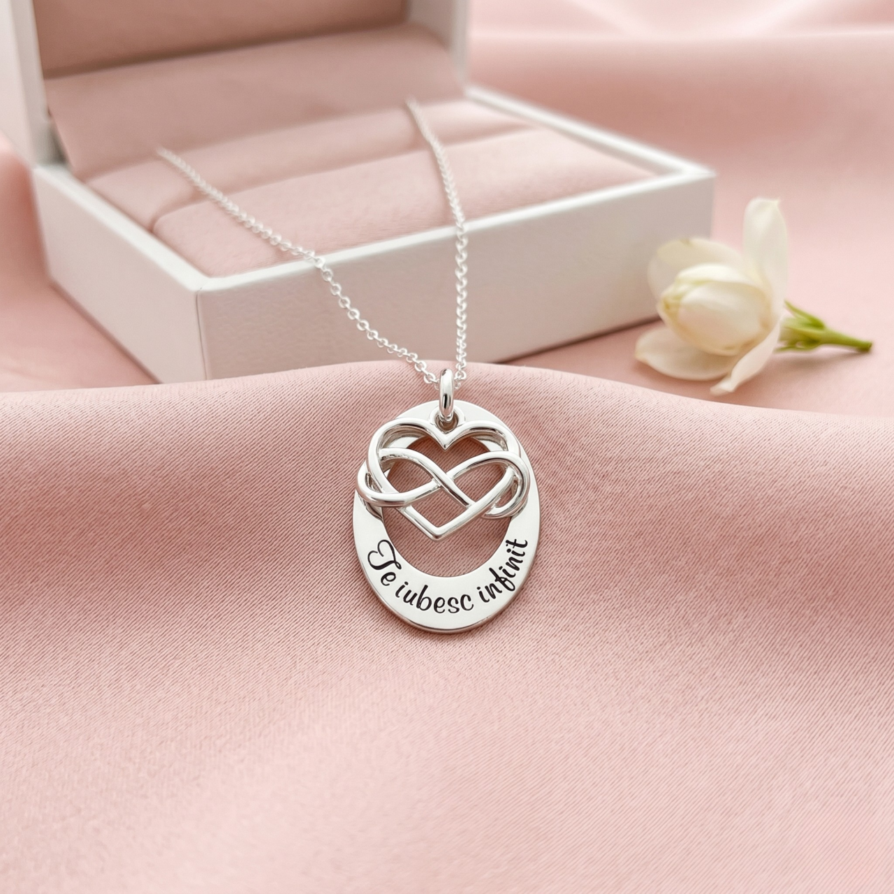 Colier personalizat pandantiv argint charm Infinit cu Inima [2]