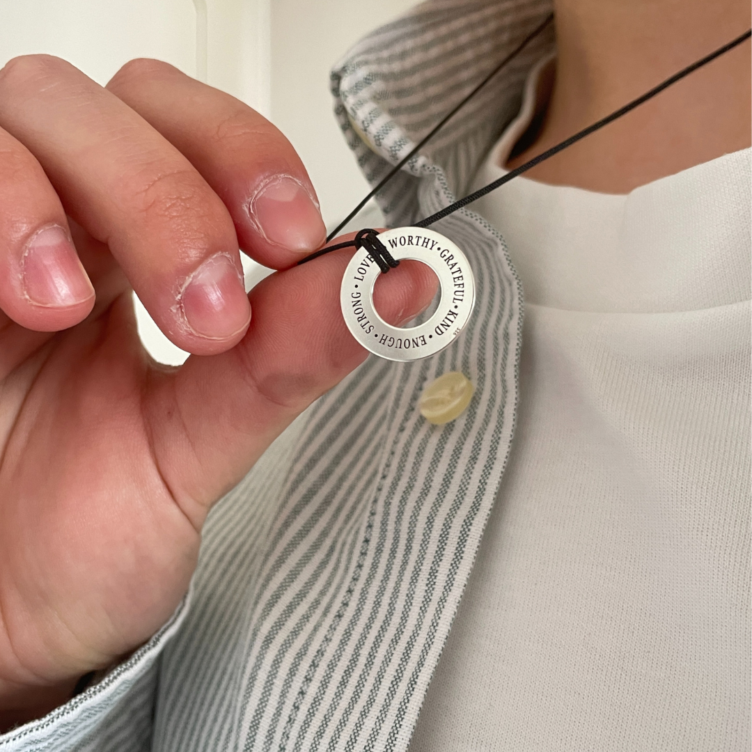 Colier disc personalizat argint snur reglabil - I am... [3]