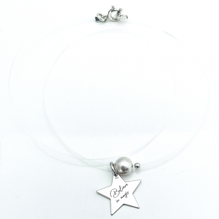 Lantisor silicon perla Swarovski steluta argint - Believe in Magic [1]