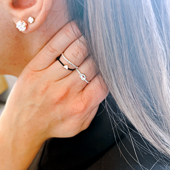 Inel argint cu inimioara snur reglabil textil - Personally ME [3]