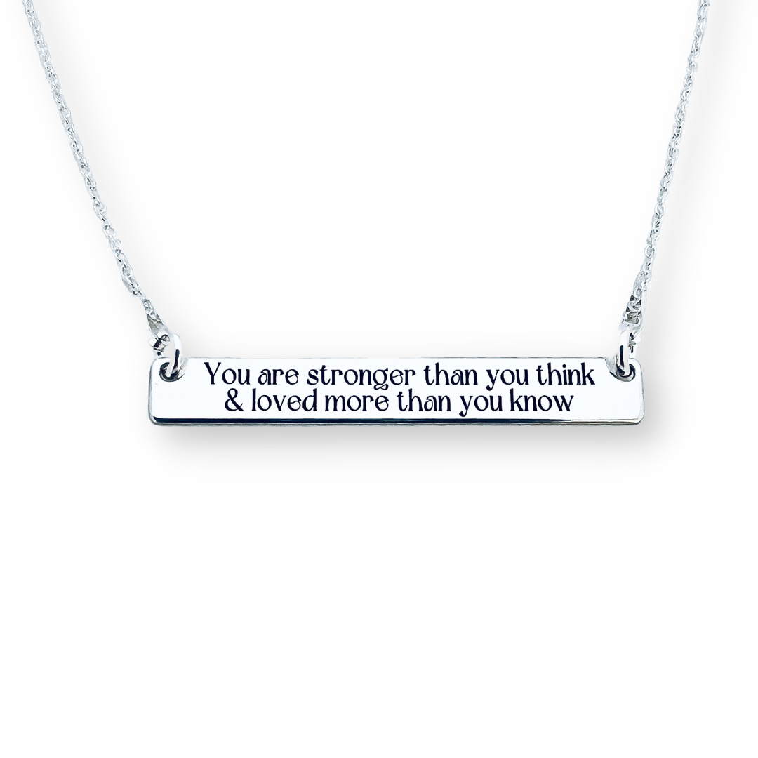 Colier din argint placuta personalizata - Stronger than You think [2]