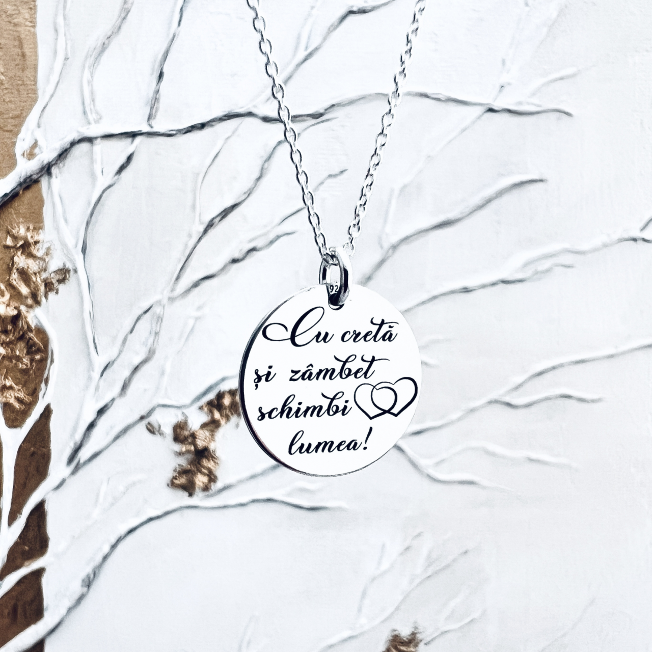 Lantisor personalizat din argint - Cu creta si zambet [3]