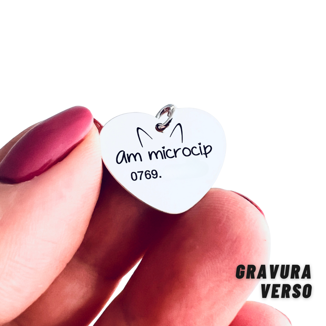 Medalion argint personalizat inima si cristal - Pentru pisicuta ta [4]