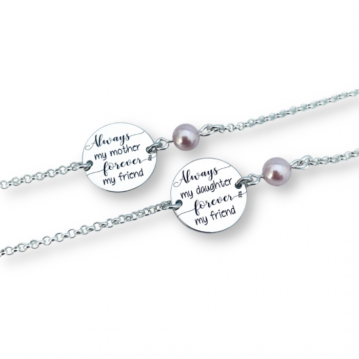 Set Bratari personalizata argint cu banut si perla Mother & Daughter [5]