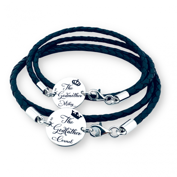 Cadou Personalizat Nasi bratari personalizate Argint & Piele [3]