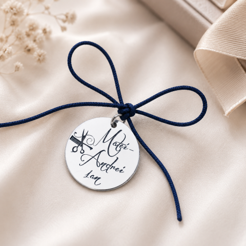 Bijuterii Personalizate - Banut argint personalizat mot sau botez un an nume simbol