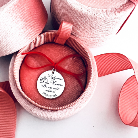 Banuti argint botez / mot personalizati - Bănuț Botez fetiță argint personalizat cu simbol bebeluș