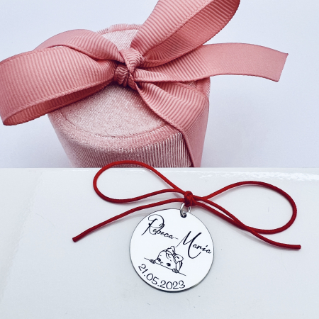 Banut argint personalizat mot sau botez: Nume & Simbol [1]