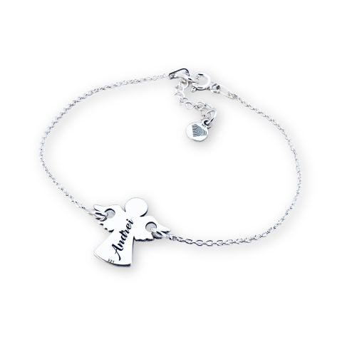 Bijuterii Personalizate - Bratara argint, gravata pandantiv ingeras -  Nume sau simbol