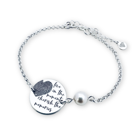 Bratara argint personalizata banut si perla - Live in the Moments [1]
