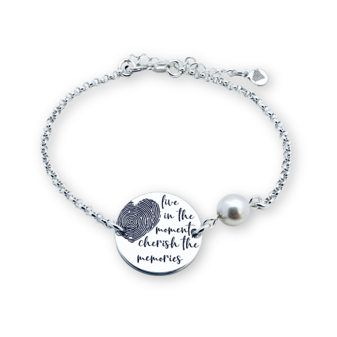 Bratara argint personalizata banut si perla - Live in the Moments [3]