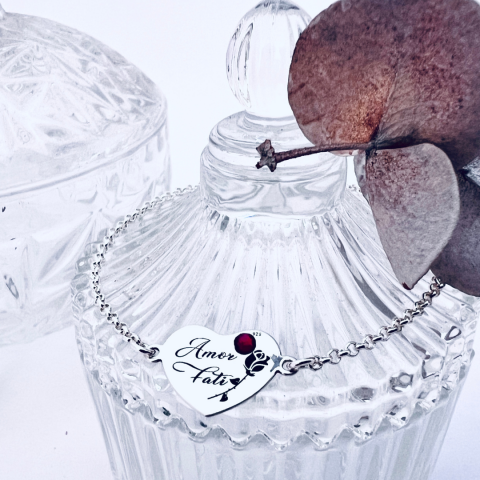 Bratara argint personalizata inima si cristal - Amor Fati [1]