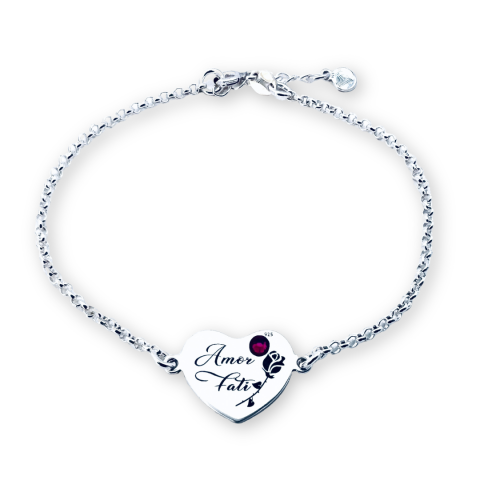 Bratara argint personalizata inima si cristal - Amor Fati [2]