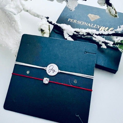 Cadouri adolescenti - Brățară argint, personalizată șnur reglabil - Joy