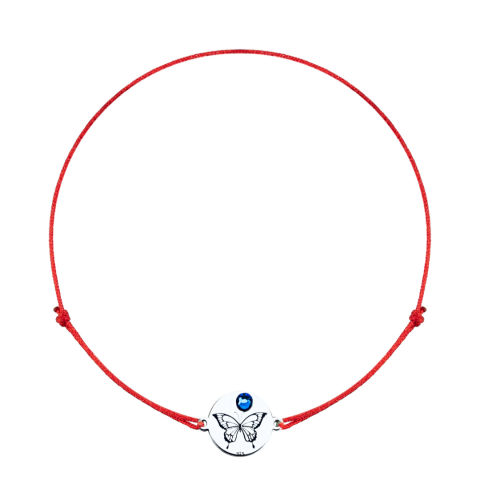 Bratara argint, personalizata snur reglabil - Fluture si Cristal  [1]