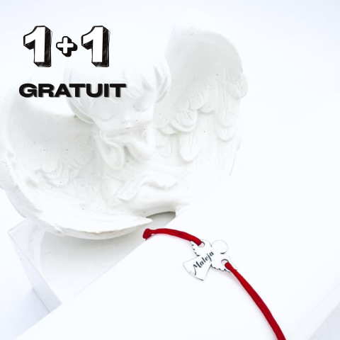 1 + 1 GRATUIT - Bratara argint, personalizata snur reglabil, ingeras