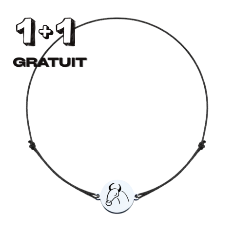 1 + 1 GRATUIT - Bratara cu banut argint Zodie si snur reglabil - Taur
