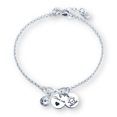 Bratara doi banuti argint & charm infinit - Cadou Doamna invatatoare [1]