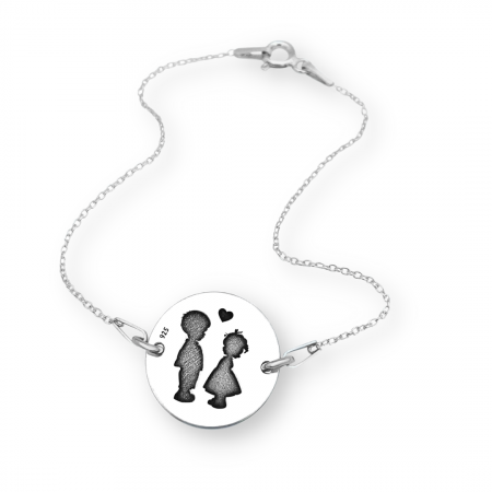 Livrare Express - Bratara personalizata argint - banut gravat Siluete Copii