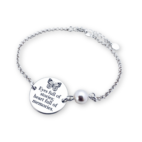 Bijuterii Personalizate - Bratara personalizata argint banut si perla - Eyes full of Stories...