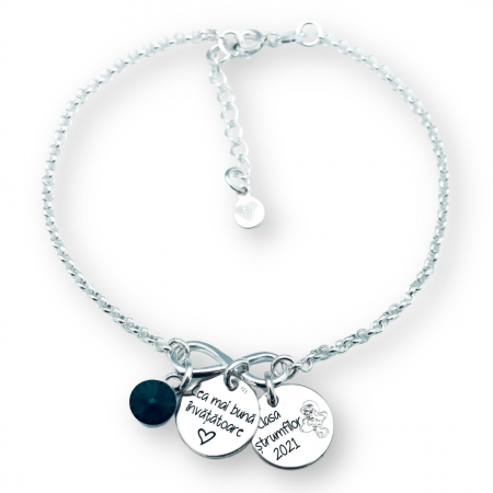 Bratara personalizata argint, charm infinit - Cadou Invatatoare