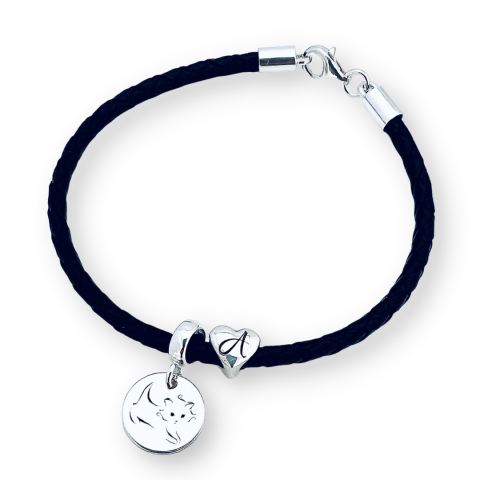 Bratara personalizata argint snur piele - Infinity Love [1]