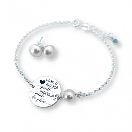 Bratara gravata argint & perla cadou educatoare [2]