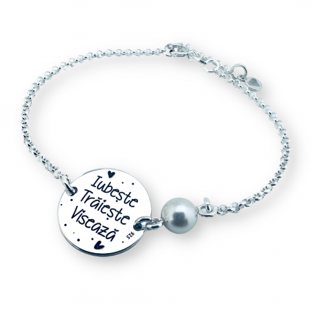 Bratara gravata argint & perla cadou sora sau prietena [1]