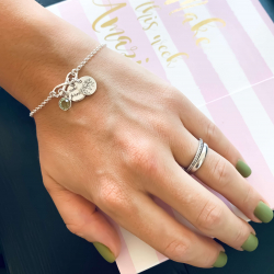 Bratari piele - argint - Bratara gravata argint dama cu charm Infinit