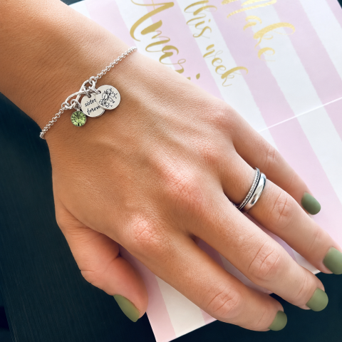Bijuterii Personalizate - Bratara gravata argint dama cu charm Infinit