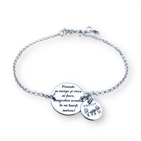 Bratara personalizata argint, doi banuti gravati - Cadou pentru o fiica iubita [2]