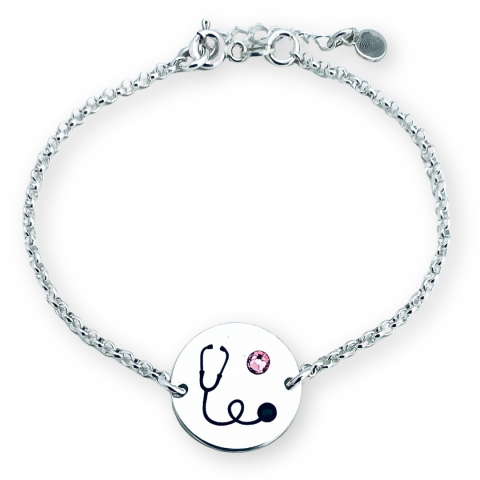 Bratara personalizata argint cu cristal - Cadou absolventă Medicină [1]