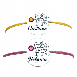 Bratara copii gravata, banut argint snur reglabil, cristal - Nume & Simbol [1]