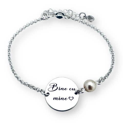 Bratara personalizata argint cu perla - Bine cu mine [2]