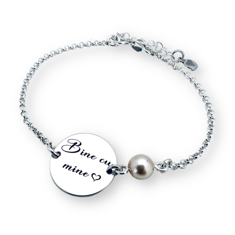 Bratara personalizata argint cu perla - Bine cu mine [3]